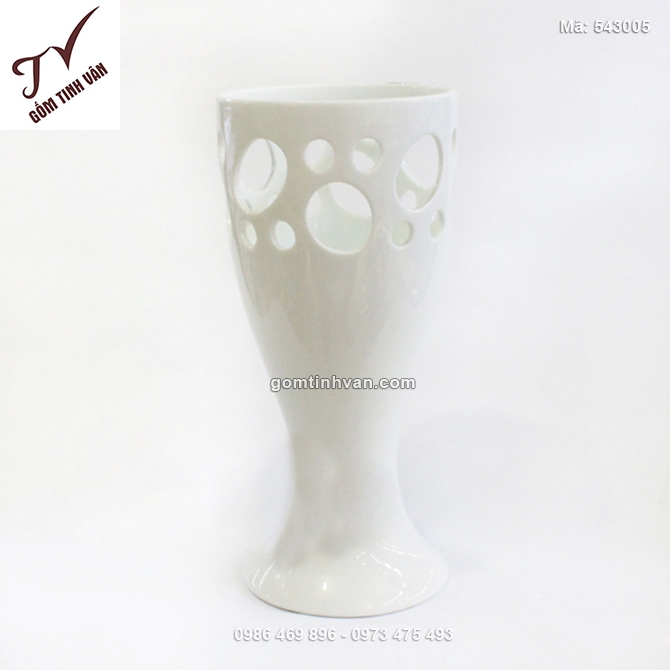 Lọ hoa men trắng dáng ly chân loe - 543005