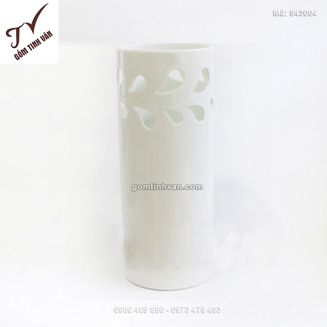 Lọ hoa men trắng dáng ống - 543004