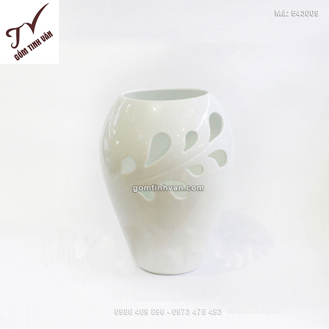 Lọ hoa men trắng dáng đu đủ - 543009