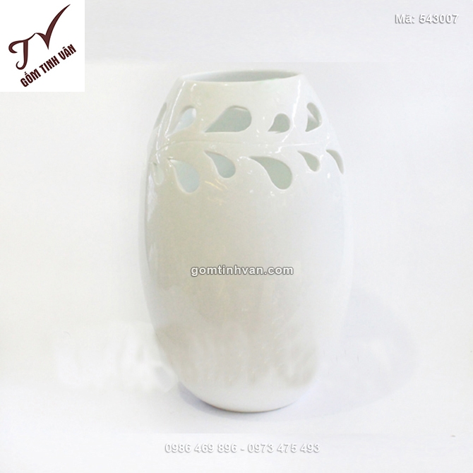 Lọ hoa men trắng dáng bầu - 543007