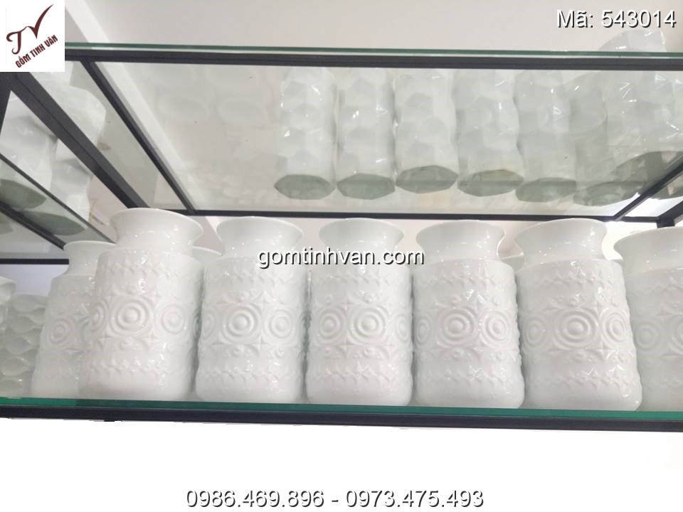 Lọ hoa men trắng gốm sứ bát tràng - 543014