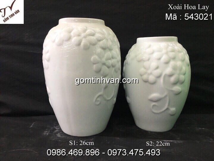Lọ hoa men trắng gốm sứ bát tràng - 543021