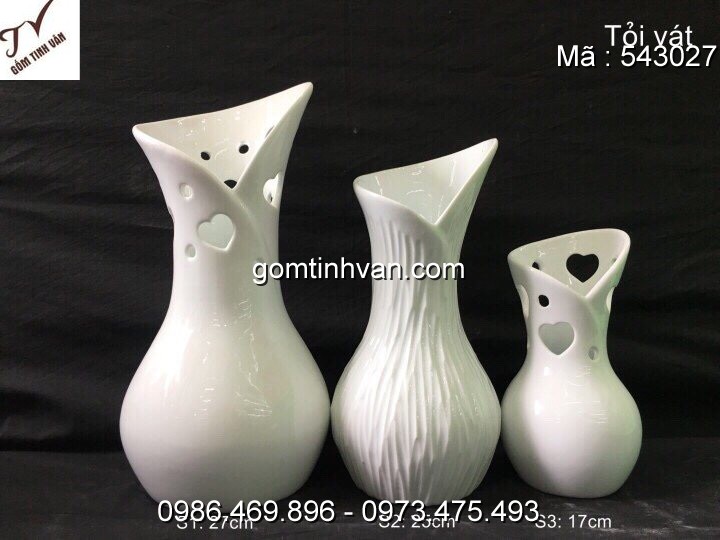 Lọ hoa men trắng gốm sứ bát tràng - 543027