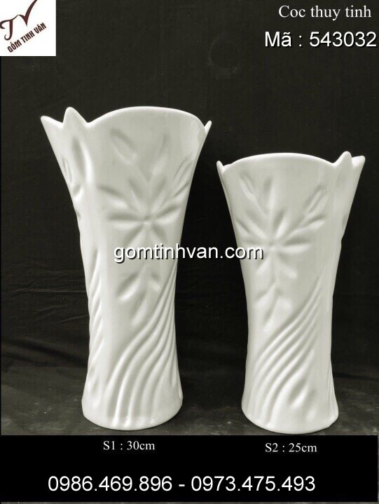 Lọ hoa men trắng gốm sứ bát tràng - 543032