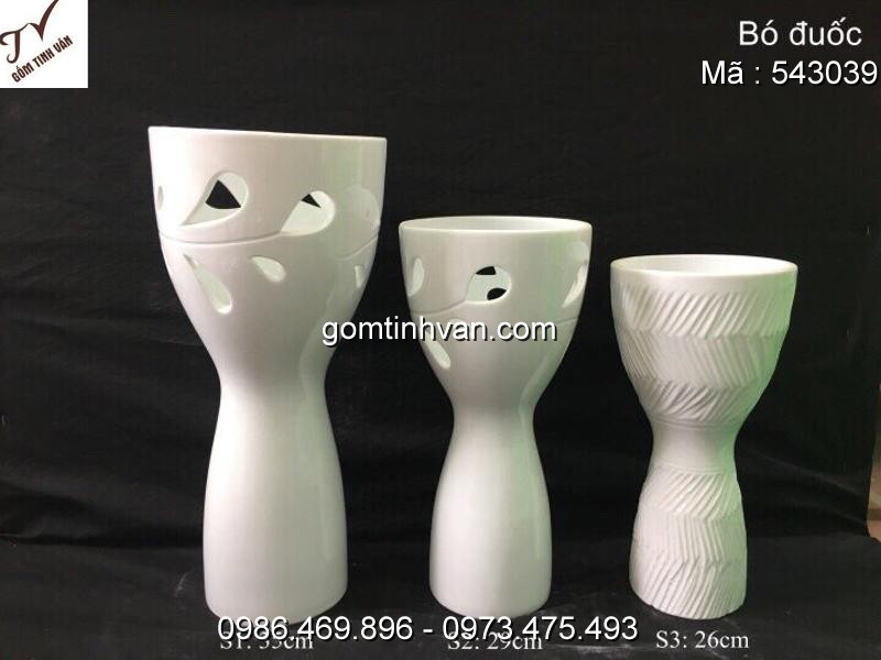 Lọ hoa men trắng gốm sứ bát tràng - 543039