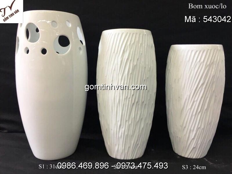 Lọ hoa men trắng gốm sứ bát tràng - 543042