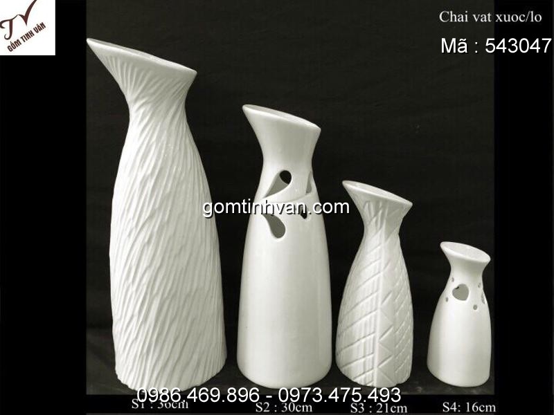 Lọ hoa men trắng gốm sứ bát tràng - 543047