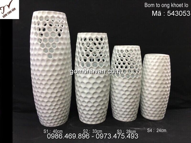 Lọ hoa men trắng gốm sứ bát tràng - 543053