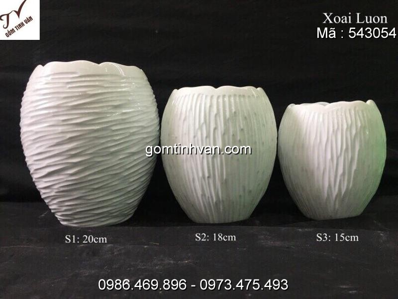 Lọ hoa men trắng gốm sứ bát tràng - 543054