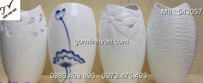 Lọ hoa men trắng gốm sứ bát tràng - 543057