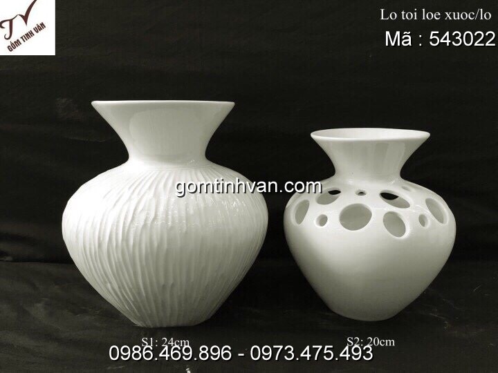 Lọ hoa men trắng gốm sứ bát tràng - 543022