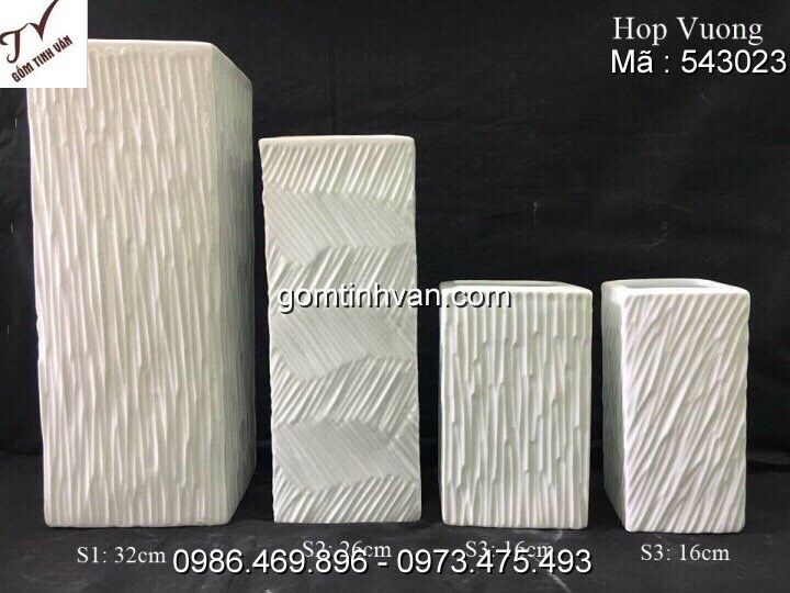 Lọ hoa men trắng gốm sứ bát tràng - 543023