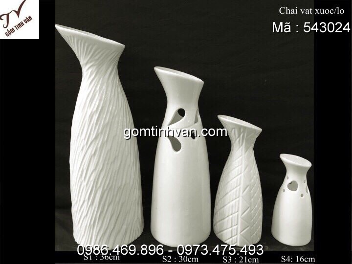 Lọ hoa men trắng gốm sứ bát tràng - 543024