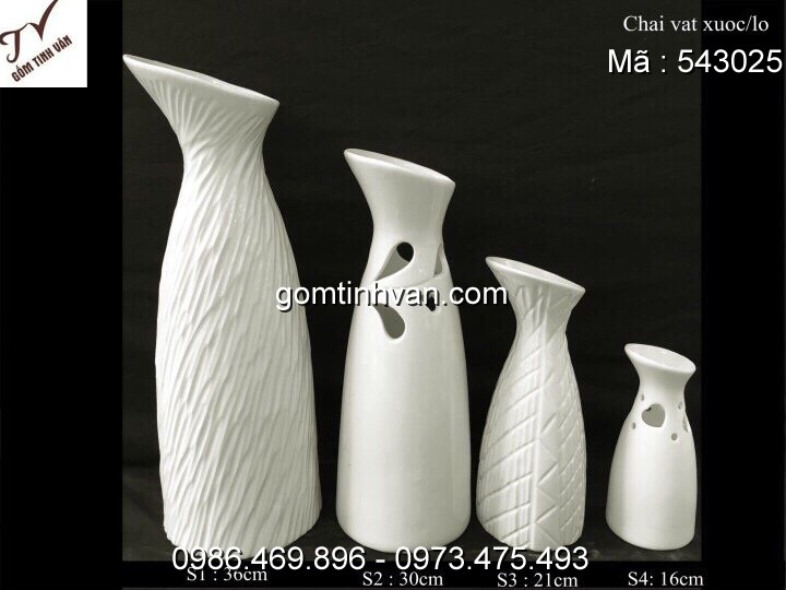 Lọ hoa men trắng gốm sứ bát tràng - 543025