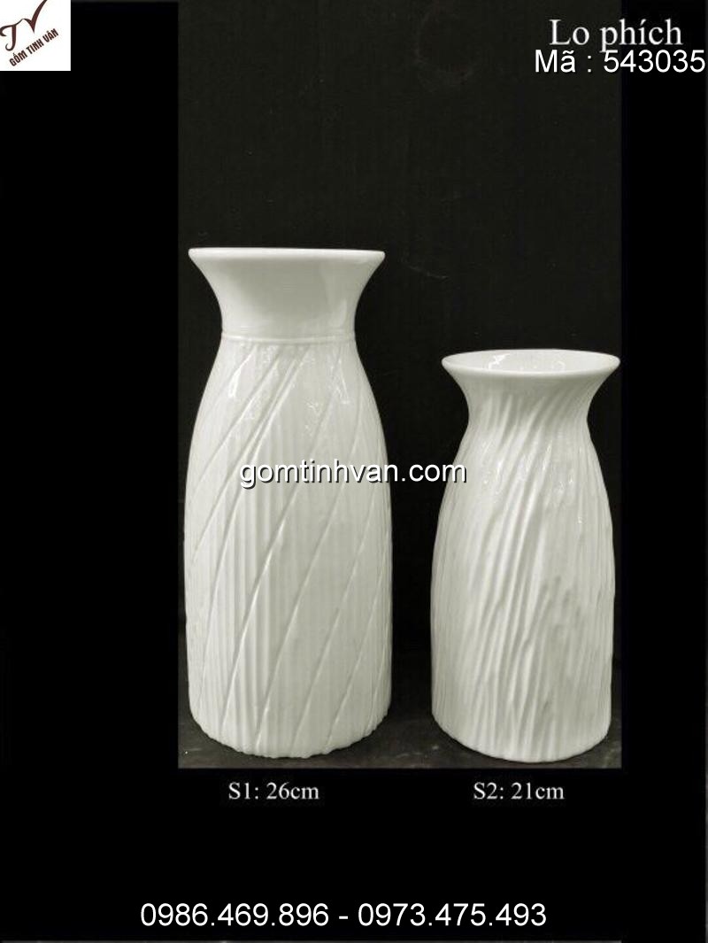 Lọ hoa men trắng gốm sứ bát tràng - 543035