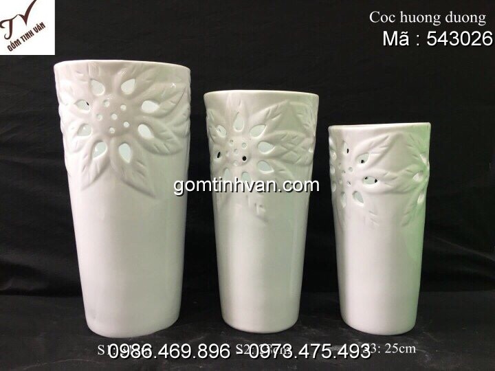 Lọ hoa men trắng gốm sứ bát tràng - 543026