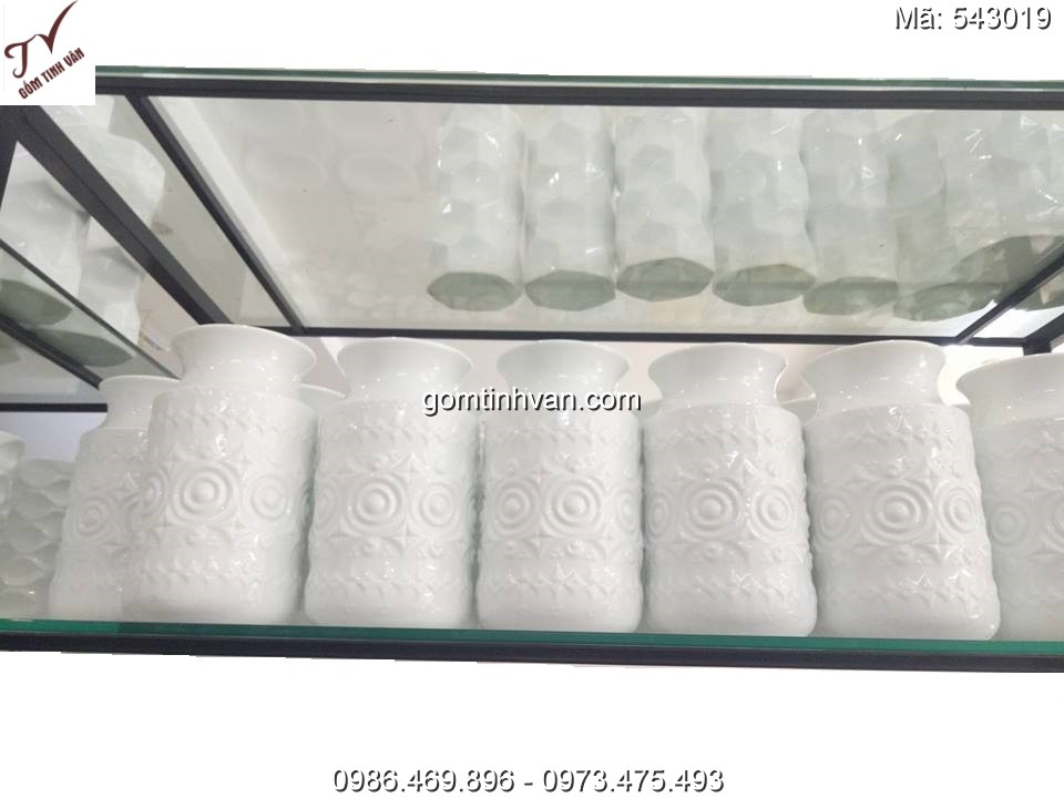 Lọ hoa men trắng gốm sứ bát tràng - 543019