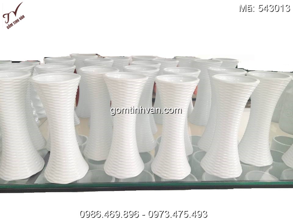 Lọ hoa men trắng nghệ thuật gốm sứ bát tràng - 543013