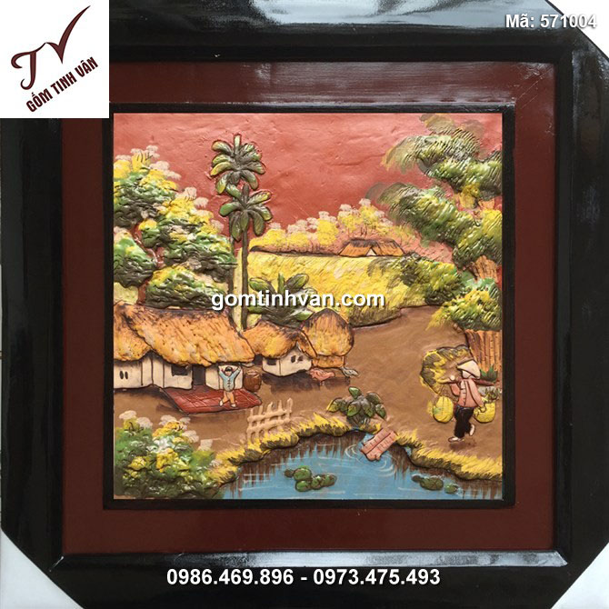 Tranh gốm cảnh đồng quê - 50x50cm - 570004