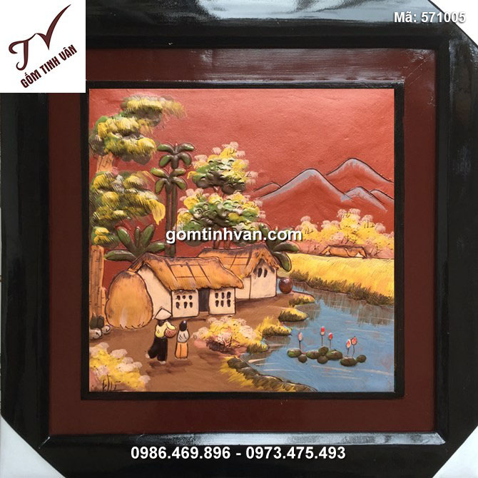 Tranh gốm cảnh đồng quê - 50x50cm - 570005