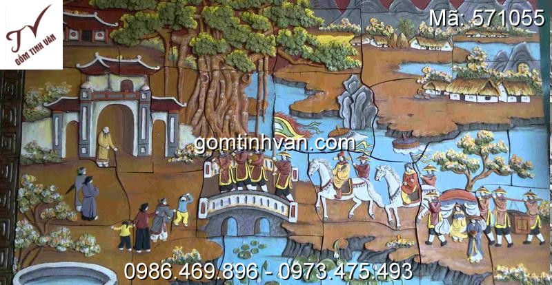 Tranh ghép vẽ cảnh vinh quy bái tổ gốm sứ bát tràng - 571055