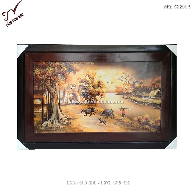 Tranh đồng quê chiều hoàng hôn 86cmx132cm - 572064