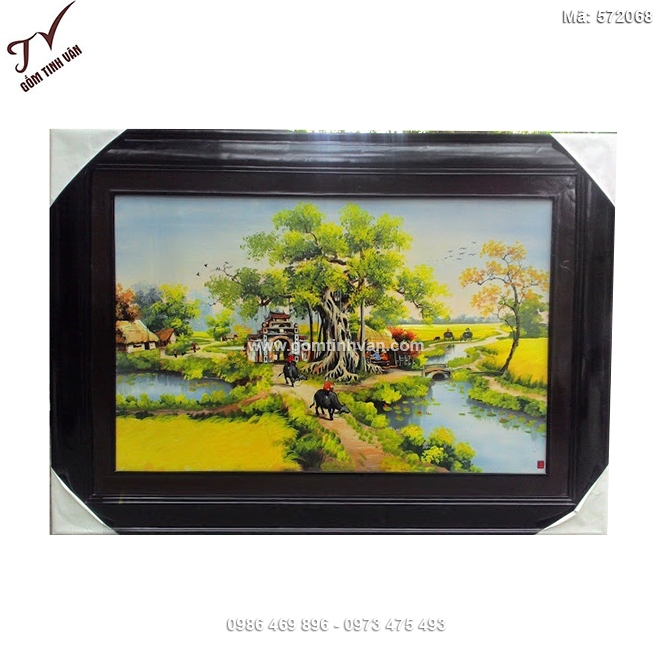 Tranh cây đa cổng làng 65cmx130cm - 572068