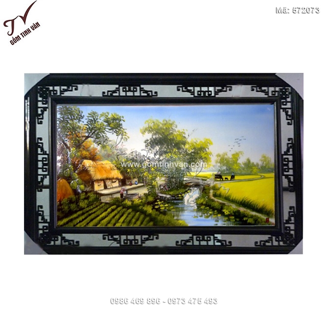 Tranh gốm sứ đồng quê 64cmx98cm - 572073