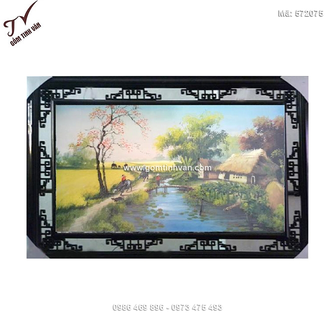 Tranh gốm sứ đồng quê 64cmx98cm - 572075