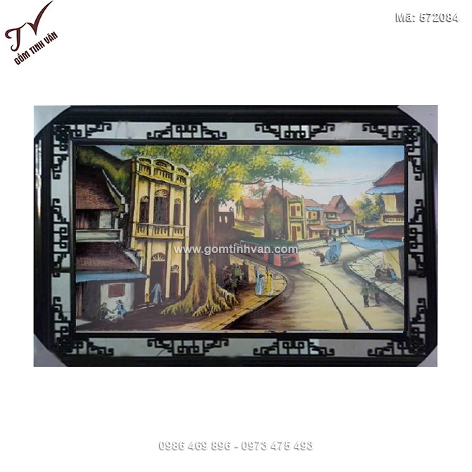 Tranh sứ phố cổ hà nội 64cmx98cm - 572084