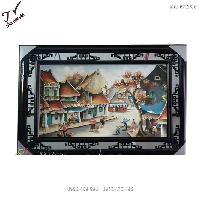 Tranh sứ phố cổ hà nội 64cmx98cm - 572085