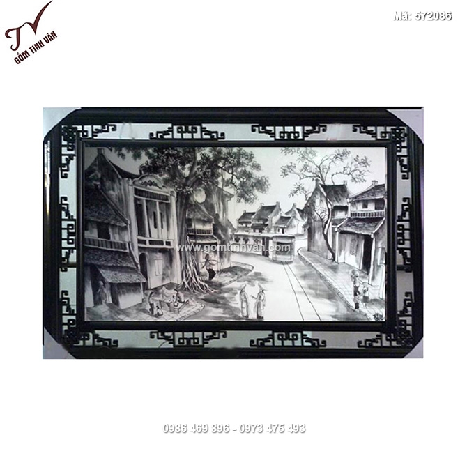 Tranh sứ phố cổ hà nội 64cmx98cm - 572086