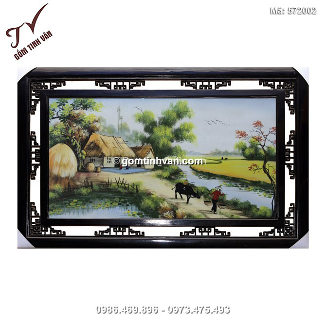 Tranh sứ vẽ cảnh đồng quê Việt Nam - 572002