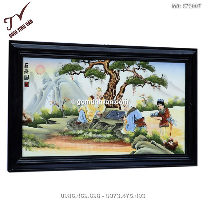 Tranh vẽ cảnh hai ông Tiên đánh cờ - cao 42cm, rộng 66cm - 572007