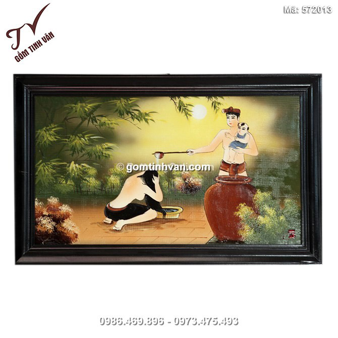 Tranh vẽ cảnh gia đình hạnh phúc - cao 42cm, rộng 66cm - 572013