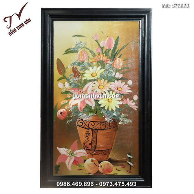 Tranh vẽ cảnh Hoa Ly Cúc - cao 66cm, rộng 42cm - 572020