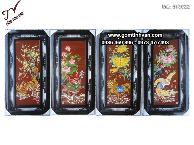 Tranh tứ linh long lân quy phụng - 573022