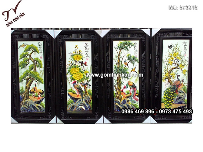 Tranh tứ quý rộng 50cm cao 98cm - 573015