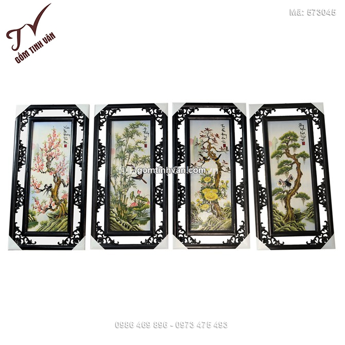 Tranh tứ quý tùng cúc trúc mai đắp nổi cao 82cm rộng 41cm - 573045