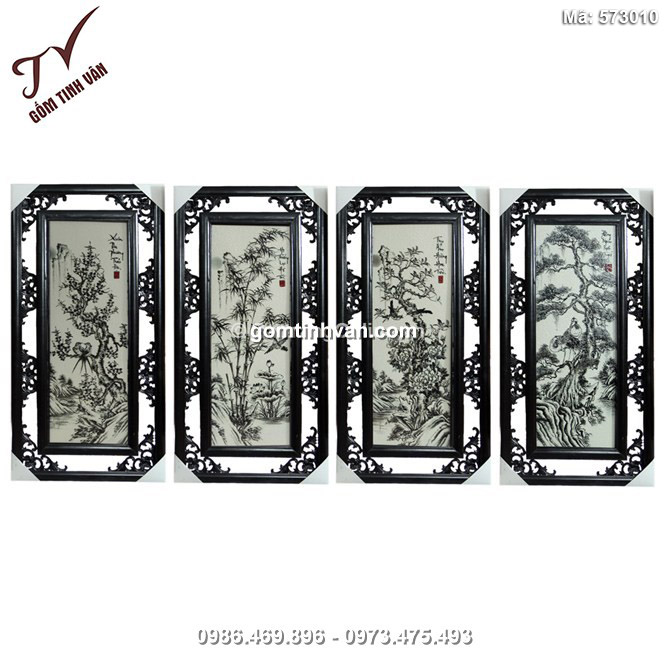 Bộ Tranh tứ quý vẽ cảnh Tùng - Cúc - Trúc - Mai - 573010