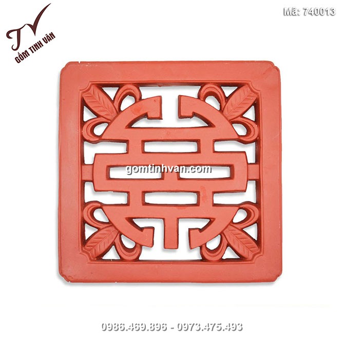 Gạch chữ thọ gốm đỏ Bát Tràng - 740013