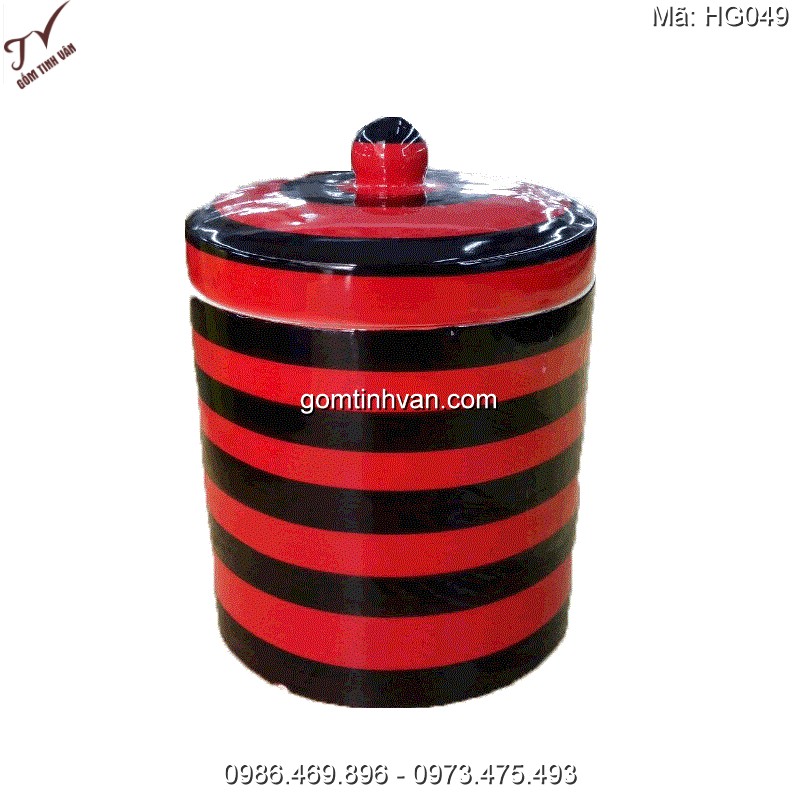 Hũ gạo phong thủy gốm sứ bát tràng - HG049