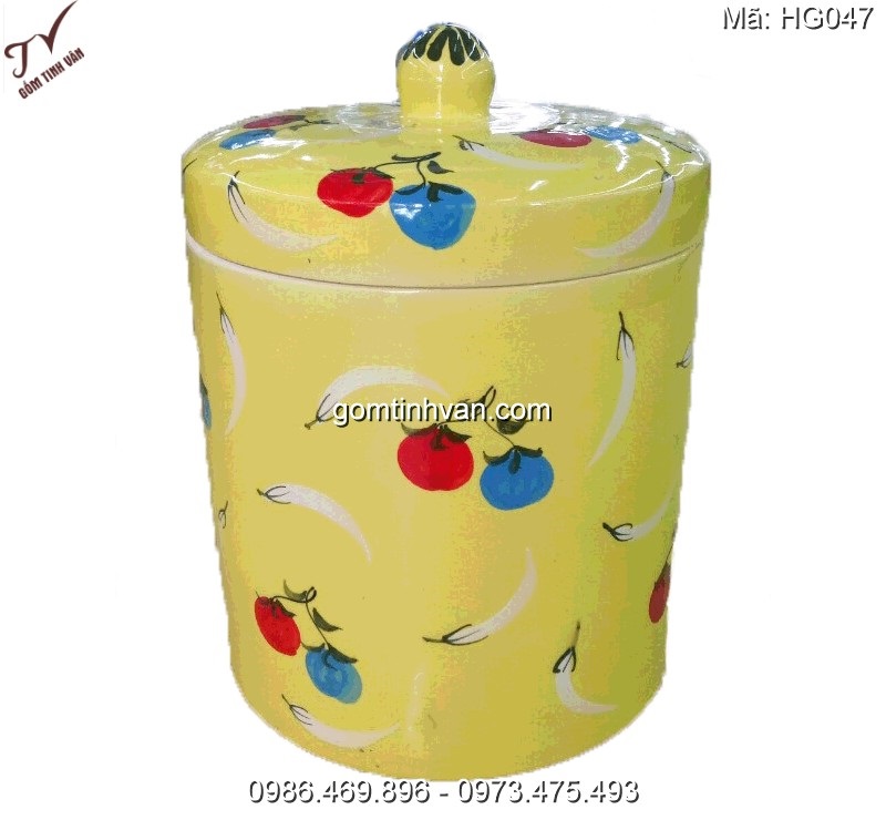Hũ gạo phong thủy gốm sứ bát tràng - HG047
