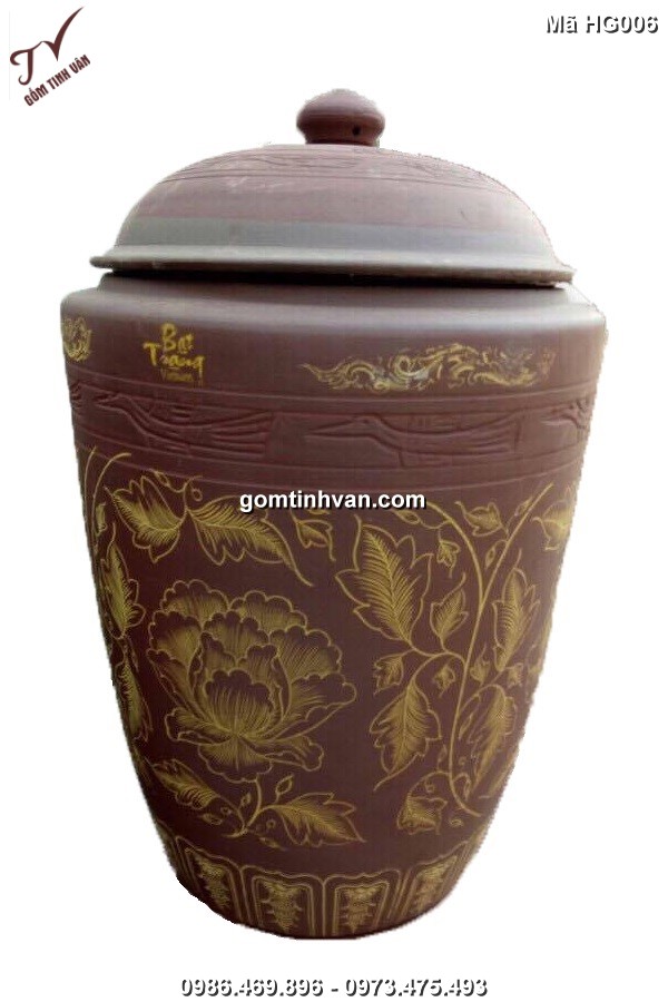 Hũ gạo tài lộc gốm sứ bát tràng - 20 lít - HG006