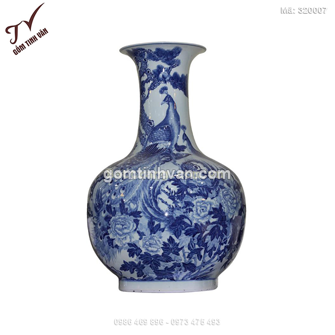 Lọ độc bình dáng củ tỏi tùng công men xanh nhà Minh cao 65cm - 320007