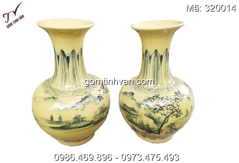 Lọ độc bình dáng tỏi gốm sứ bát tràng cao 32cm - 320014