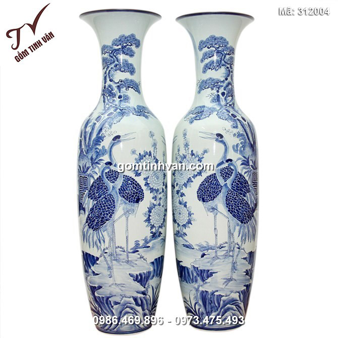 Lọ lộc bình Ngũ phúc men bóng cao 1.4m - 312004