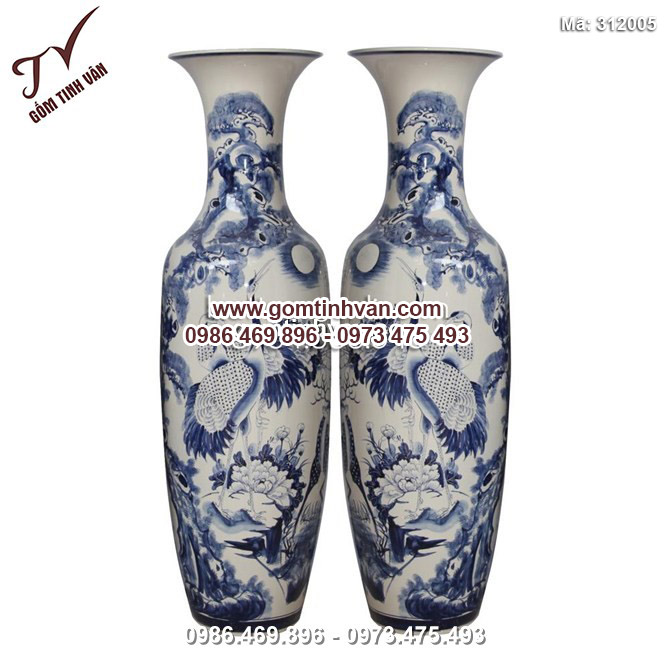 Lọ lộc bình - vẽ cảnh tùng hạc - men bóng - cao 1,55m - 312005