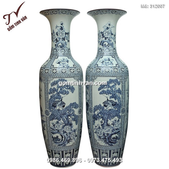 Lọ lộc bình vẽ tứ cảnh - cao 1.6m - men bóng - 312007