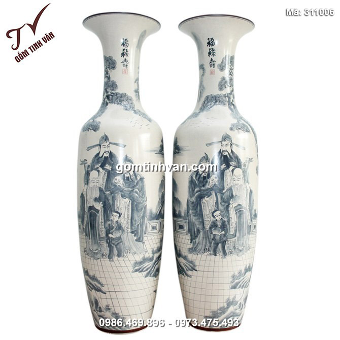 Lọ lộc bình Phúc Lộc Thọ - Men rạn cổ - Cao 1m55 - 311006